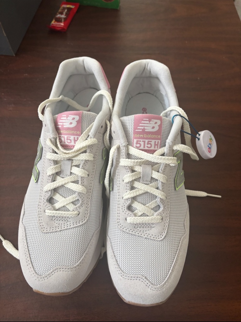 New Balance White Sneakers with Pink Tongue and Lime Accents
New in Box